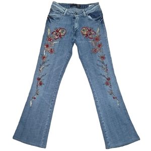 Glitter floral flare jeans just cavalli